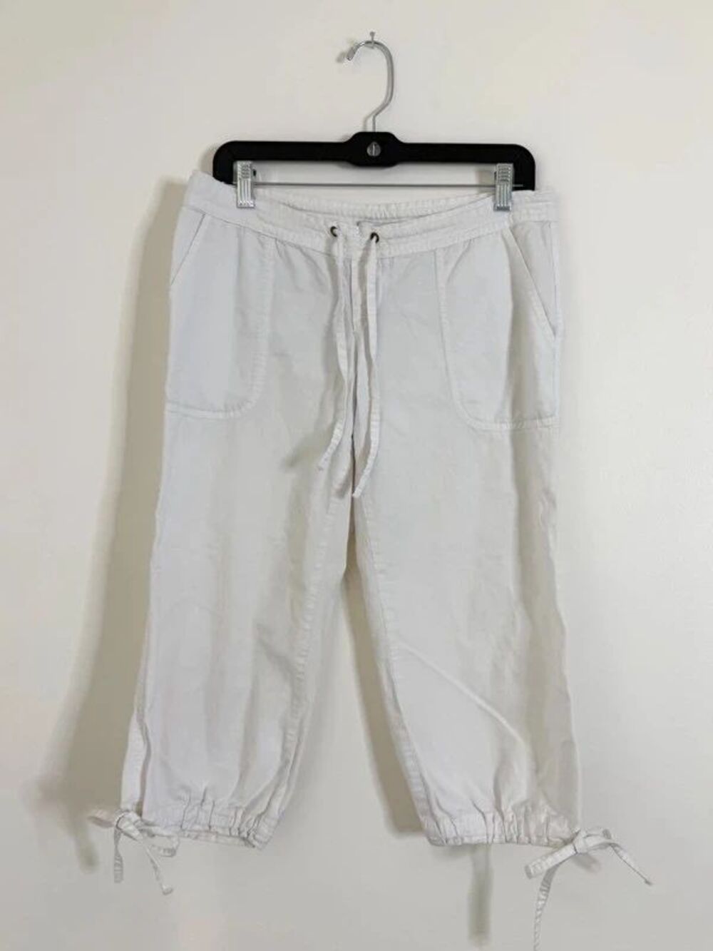 Zara TRF Women’s White Drawstring Cropped Pants Size M